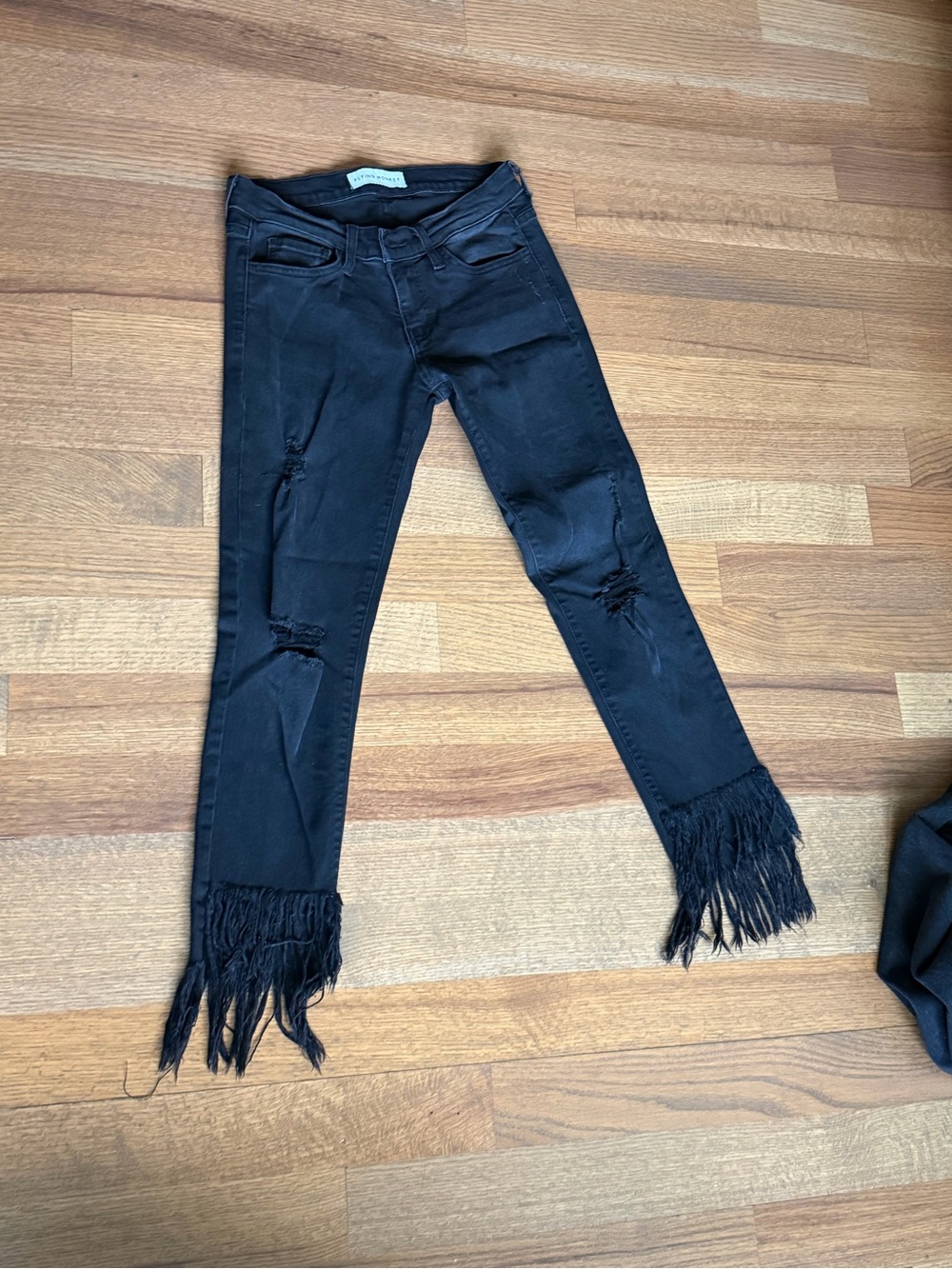 Flying Monkey Black Fringed Hem Jeans